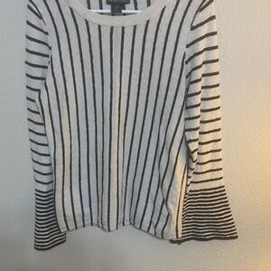 Cynthia Rowley White Texture Top with Black Stripes